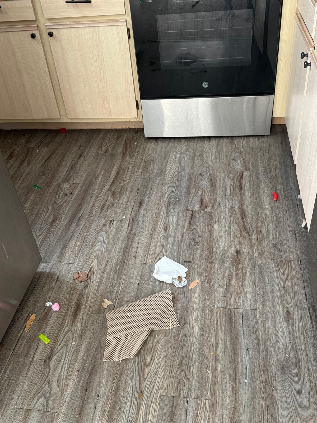 Kitchen floor before deep cleaning service in Overland Park, KS