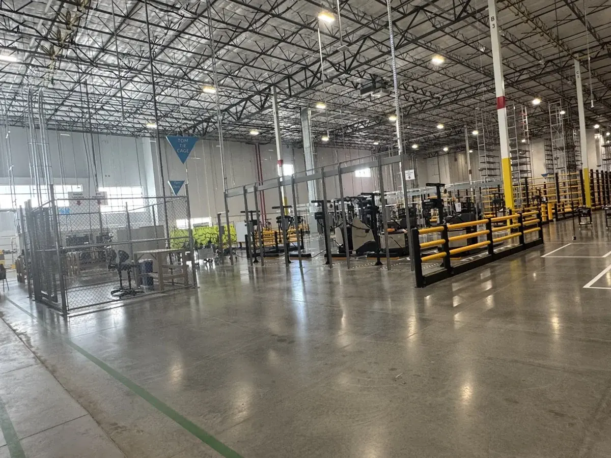 A wide view of finished warehouse floors.